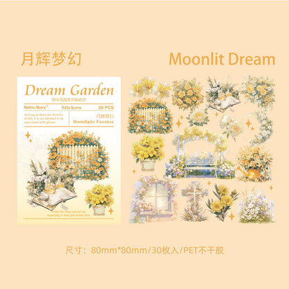 JIANQI 30pcs PET Materials Garden Flowers Sticker DIY Scrapbook Collage Supplies Creative Decor Stationery Aesthetics Stickers
