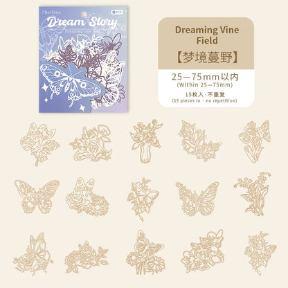 JIANQI 15 pcs Diy Scrapbooking paper Lace Decoration paper Hollow Card Collage material lomo cards DIY hand made craft paper
