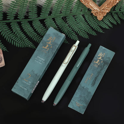 JIANWU 2 Pcs/set Wangshan Matcha Mint Press Gel Pen Set 0.5mm Black Quick-drying Creative Journal Student Supplies Stationery
