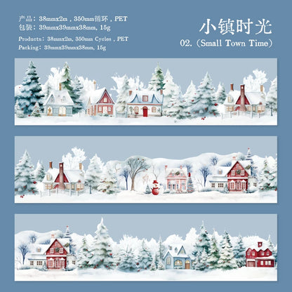 JIANQI 38mm*2m PET Winter snow scenery Tapes DIY Scrapbooking Decor Photo Album Collage Journalling Materials Aesthetics Sticker