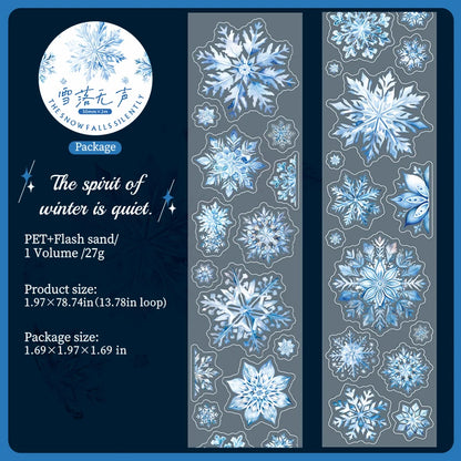 JIANQI50mm*2m PET Tapes Die cut snowflakes DIY Scrapbooking Decor Photo Album Collage Junk Journal Materials Aesthetics Stickers