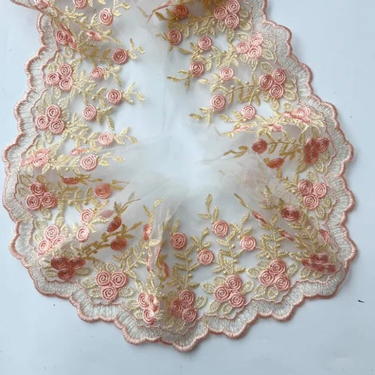 1 Yard Embroidered Lace Edge Trim Ribbon Wedding Applique DIY Clothing Sewing Craft 10.5CM Wide