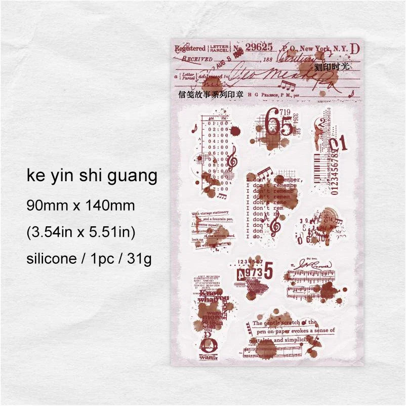 JIANWU Letterhead Story Series Vintage English Text Snowflake Material Collage Silicone Stamp Creative DIY Journal Stationery