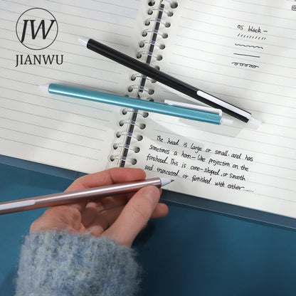JIANWU 5 Pcs/set Vintage Triangle Rod 0.5mm Black Quick Drying Press Gel Pen Set  Creative Journal Student Supplies Stationery