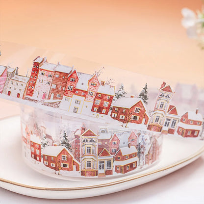JIANQI 40mm*2m PET Tapes Rural houses DIY Scrapbooking Decor Photo Album Collage Junk Journal Materials Aesthetics Stickers