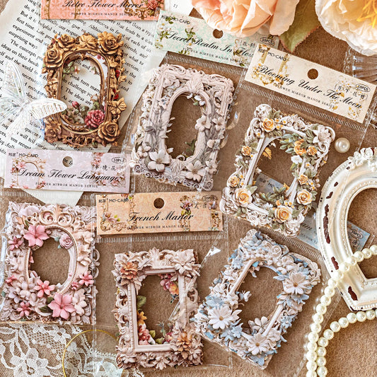 10pcs/pack Vintage Flowers  Hollow Out Border Collage Card Relief European and American Style Handbook Decorative Material paper