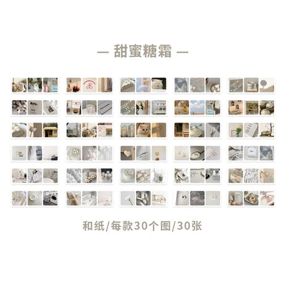 JIANQI 30pcs/pack 90patterns/pack Ins Material Stickers Book Scrapbooking Junk Journal Creative Stationery DIY Deco Stickers
