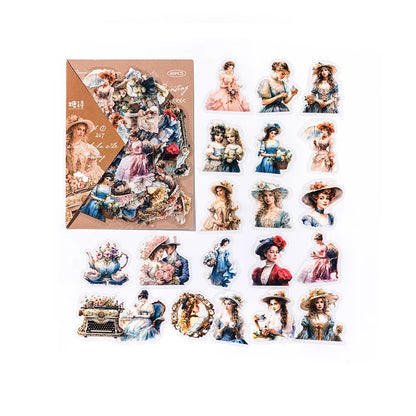 JIANQI 40 pcs Retro Plants and Flowers PET material Decorative sticker Diary Album Scrapbooking material Junk Journal Supplies