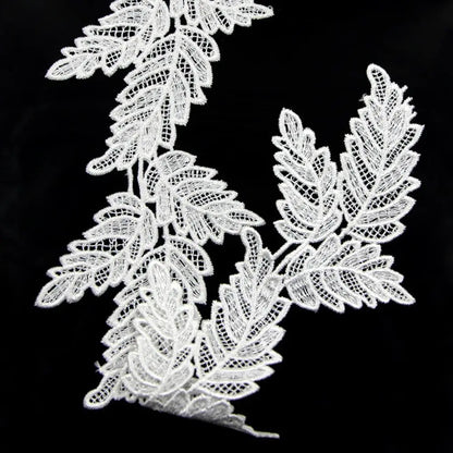 1 Yard White Leaf Embroidered Lace Sewing Garment Accessories DIY Handmade Craft Materials 9.3CM Wide