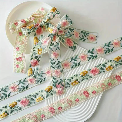 1 Yard Ribbon Flower Embroidered Lace Handmade DIY Clothes Lace Fabric Accessories  4.6CM Width