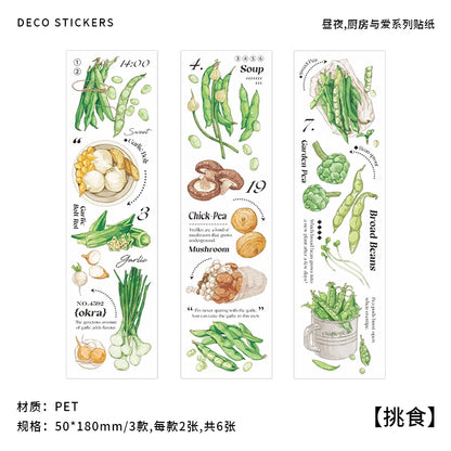 JIANQI 6 pcs/lot vegetable Stickers aesthetic Decorative Stick Labels journaling Album Scrapbooking Collage material