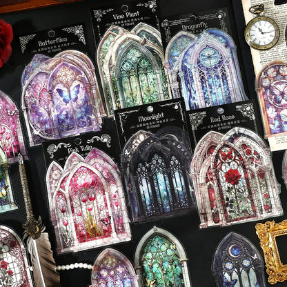 10pcs Flowers Window Sticker PET Materials Collage Junk Journal DIY Scrapbooking Supplies Aesthetics Decor Sticker