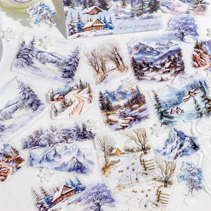 JIANQI 30 pcs/lot Beautiful scenery PET waterproof sticker Pack Retro Art decorative hand tent collage Scrapbooking supplies