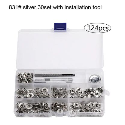 Leathercraft Metal Snaps for Clothes Garment Fasteners Button Snap Press Studs with Installation Tools Kits for Shoes