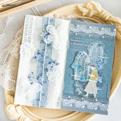 JIANQI 4cm*2m Flowers Lace PET Tapes DIY Scrapbooking Collage Stattionery Junk Journal School Supplies Decor Aesthetics Tapes