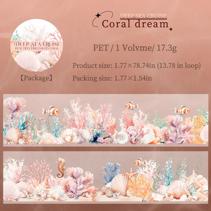 JIANQI 45mm*2m Deep sea landscape PET Tapes Creativity Scrapbook Hand Account Adhesive hand made Diy Junk Journal Craft Supplies