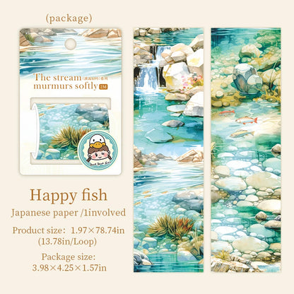 50mm*2m Landscape Tapes The flowing water DIY Scrapbooking Decor Photo Album Collage Junk Journal Materials Aesthetics Stickers