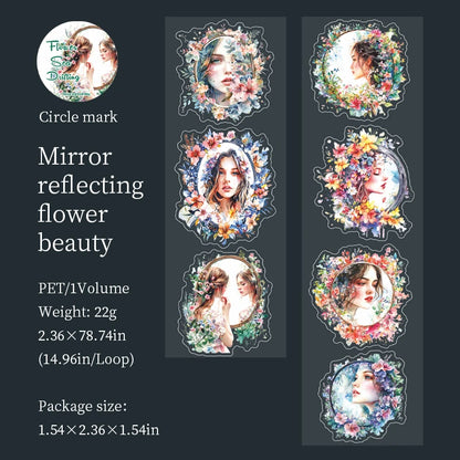 JIANQI 60mm*2m Tapes Flower Sea Drifting DIY Scrapbooking Decor Photo Album Collage Junk Journal Materials Aesthetics Stickers