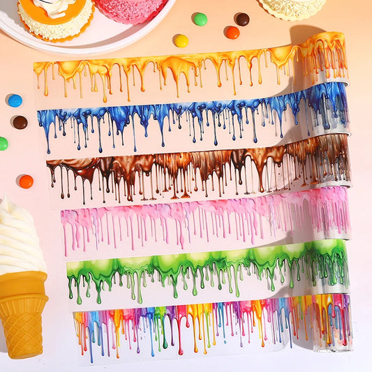 JIANQI 50mm*2m PET Delicious Dripping Tapes DIY Scrapbooking Decor Photo Album Collage Journalling Materials Aesthetics Stickers