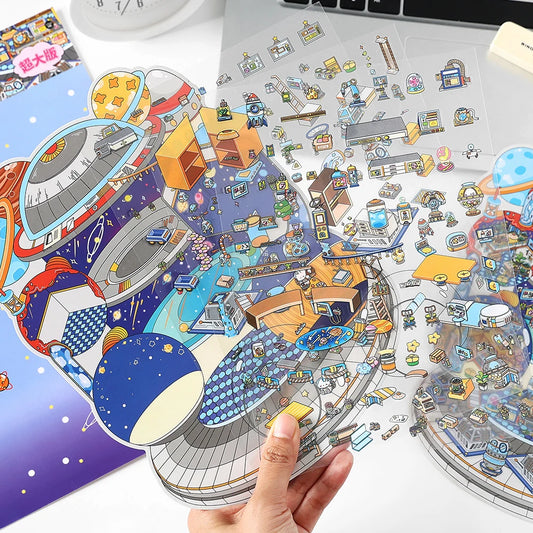 JIANQI Scene Miniature Stickers Storage Stickers DIY Cabin Scene Stacking and Pasting Scrapbooking Material Scrapbook Kit