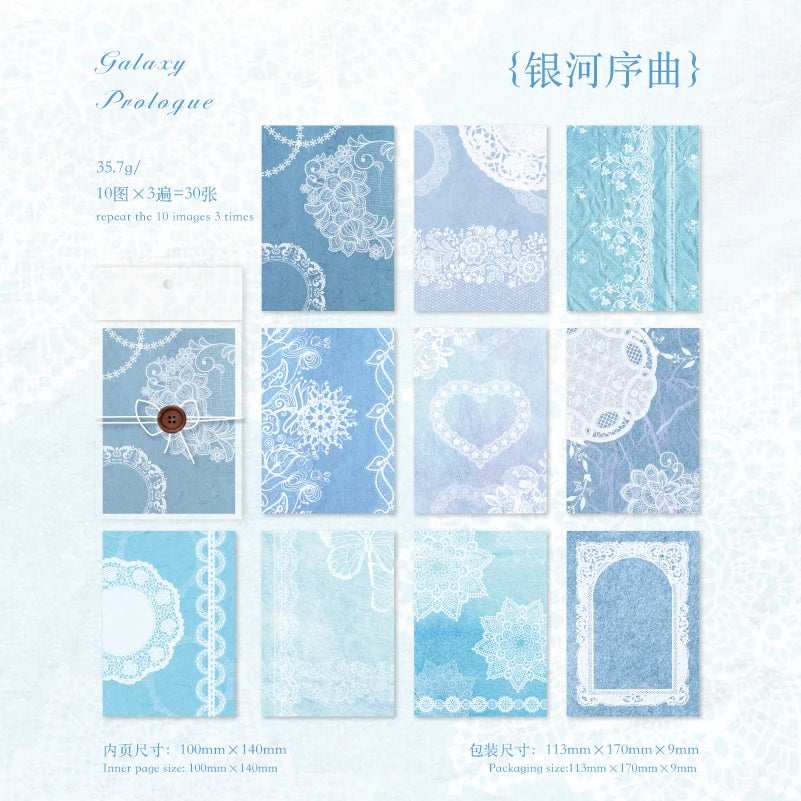 JIANQI 30pcs Vintage Material paper Lace paper Scrapbook Materials DIY Photo Album Collage Journal Creative Stationery supplies
