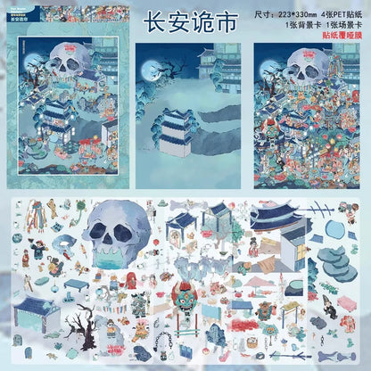 JIANQI Plus Size market Party 3D Cabin Scene DIY Sticker Landscape Sticker Stacking Pasting Festival Birthday Gift for Kid Child
