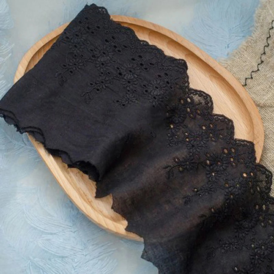 1Yard Multi-Color Flower Hollow Cotton Cloth Embroidery Lace Trim Fabric For Dress Curtain Bed Cuffs  Handmade Sewing Crafts