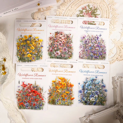 JIANQI 10 Pcs Plant Flower Landscape Stickers PET Transparent Decorative Collage Junk Journal DIY Scrapbooking Supplies