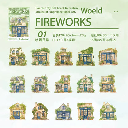 JIANQI 30 pcs House theme Sticker Pack Junk Journal DIY Scrapbooking School Supplies Collage Stationery Stickers