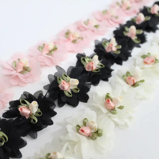 10Pcs/Lot Handmade Chiffon Flower Lace Accessories for DIY Wedding Decoration