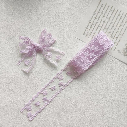 2Yards Flowers Embroidery Wavy Edge Lace Ribbon Hair DIY Headwear Bow Crafts Sewing 40MM