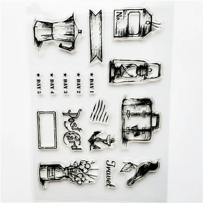 JIANWU 1 Pcs Transparent Silicone Seal Retro Stamp Aircraft Tower Building Clear Stamps Office Supplies Stamps DIY Stationery