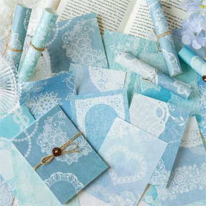 JIANQI 30pcs Vintage Material paper Lace paper Scrapbook Materials DIY Photo Album Collage Journal Creative Stationery supplies