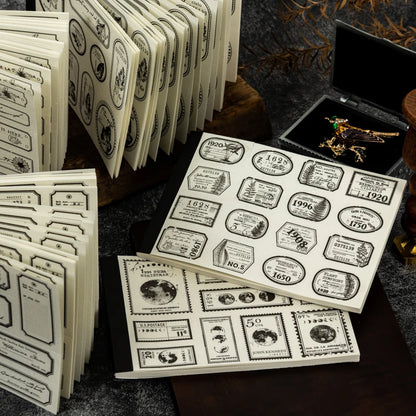 JIANQI 30pcs/book Retro Old tags Material Paper Aestheti Scrapbooking Journaling Vintage Stationery Aesthetic Plants Manuscript
