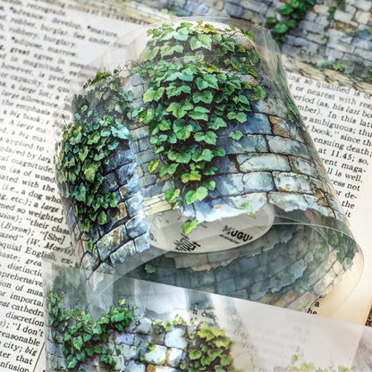 50mm*2m PET Tapes Green Field Flower Wall DIY Scrapbooking Decor Photo Album Collage Junk Journal Materials Aesthetics Tapes