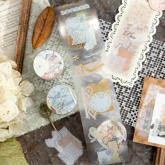 JIANQI 50mm*2m 1pc PET Tape Stickers Creativity Scrapbooking Hand Account Adhesive hand made Diy Junk Journal Craft Supplies