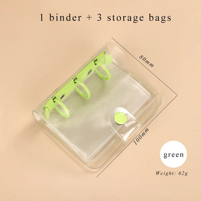 JIANWU Cute Mini 3 Ring Loose-leaf Book Transparent Portable Student Journal Binder Notebook Kawaii Stationery School Supplies