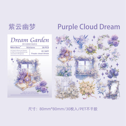 JIANQI 30pcs PET Materials Garden Flowers Sticker DIY Scrapbook Collage Supplies Creative Decor Stationery Aesthetics Stickers