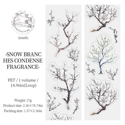 JIANQI PET Tapes Flower branch plant flower DIY Scrapbooking Decor Photo Album Collage Junk Journal Materials Aesthetics Tapes