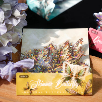 JIANQI 30pcs Butterfly wings PET Sticker pack DIY Scrapbooking Decor Photo Album Creative Stationery Collage Materials Stickers