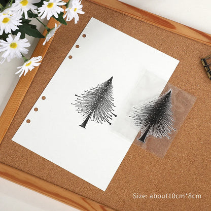 JIANWU Vintage Trees Snowflake Pattern Material Collage Transparent Silicone Stamp Creative DIY Student Supplies Stationery