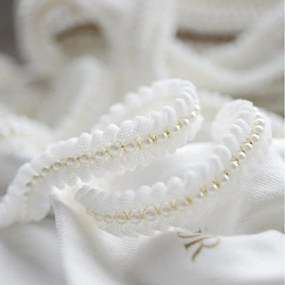 1 Yard Pearl Bead Decoration Black and White Lace Border Fabric Clothing Decoration DIY Crafts Lace 2CM Wide