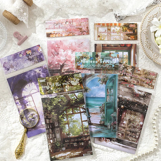 JIANQI 30 pcs Retro Material Paper Beautiful Landscape DIY Decor Journaling Vintage Stationery Aesthetic Scrapbooking supplies
