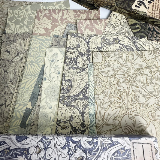 JIANQI 60 sheets/boxed  Vintage Material Paper Scrapbooking Paper DIY Junk Journaling Collage Decoration Background Craft Wov
