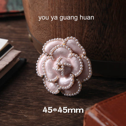 JIANWU Camellia Beauty Series Vintage Pearl Flower Landscaping Material Metal Clip Creative DIY Journal Stationery