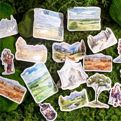 JIANQI 30 sheets Travel scenery Themed DIY Decorative Stickers Pack Decorative Stickers For Scrapbook Label Diary Album Planner