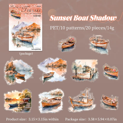 JIANQI 20pcs Water landscape Sticker Pack Junk Journal DIY Scrapbooking Supplies Collage School Stationery Stickers