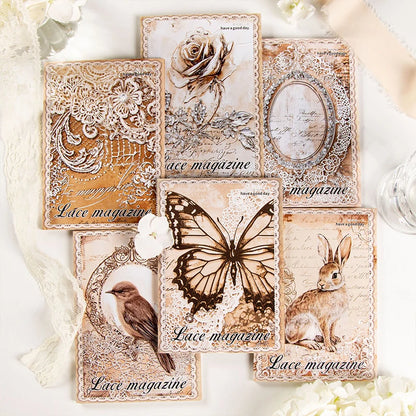 30pcs Vintage Art paper Materials Lace paper Scrapbook Materials DIY Photo Album Collage Journal Creative Stationery paper