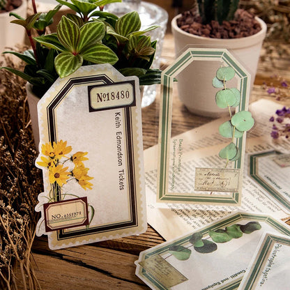 10 pcs Vintage Flowers Plant Labels Stickers Diy Plant Diary Album Scrapbooking Planner hand made Collage material