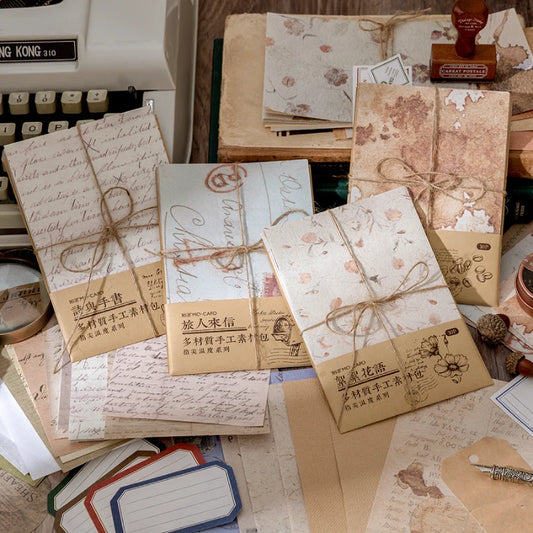 JIANQI 30 Pcs Retro Letter Sheet Material Paper Junk Journal Planner Scrapbooking Vintage Decorative Diy Craft Background Paper
